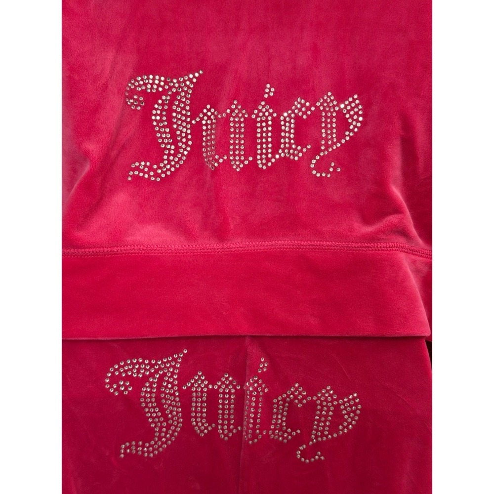 *Broken Zipper*Juicy Couture Hot Pink Velour Tracksuit M Rhinestone Logo Hoodie